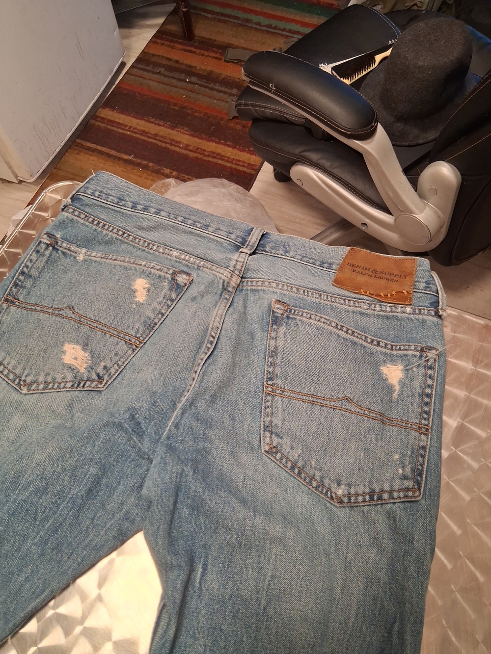 Denim & Supply Ralph Lauren Light Blue Distressed Slim Jeans - Picture 7 of 8